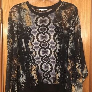 CAbi Sheer Snakeskin Animal Print Top Size L